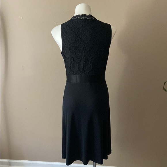 Banana Republic Black Lace Sleeveless Cotton Silk Blend Cocktail Dress Size 10 - Picture 3 of 8